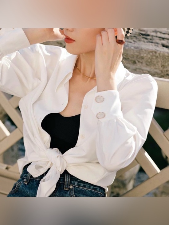 Petite Studio Tops - Petite Studio NWT Valeria Blouse Ivory SuggyL Collab Back Pleats Puff Sleeves